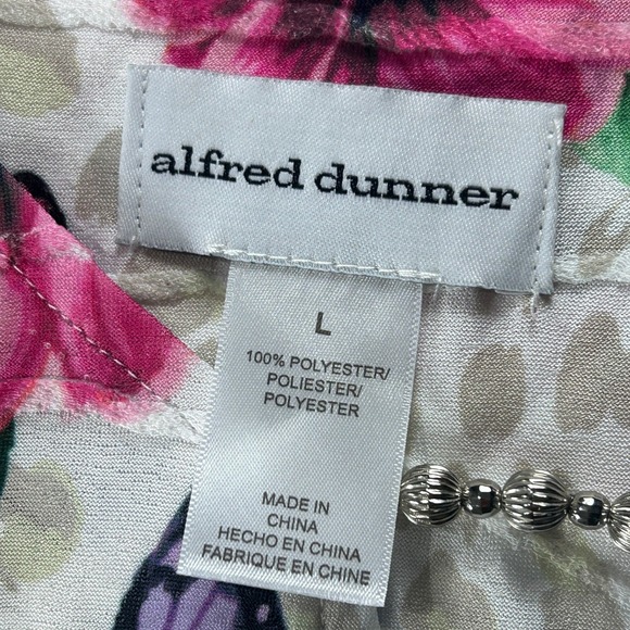 Alfred Dunner Womens Large Floral Butterfly Blue Border Tunic Top Blouse NEW - Picture 6 of 9